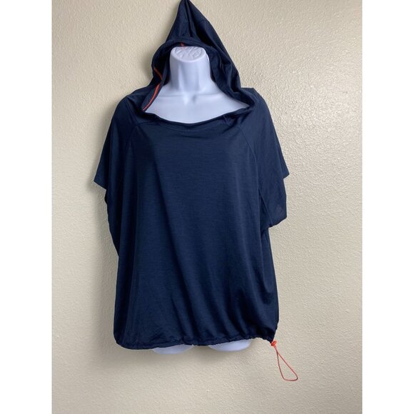 Athleta Tops - Athleta Womens Navy Blue Uppercut Short Sleeve Hoodie Size Large Athleisure